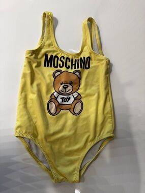 Moschino Yellow Teddy Logo One-Piece Bodysuit